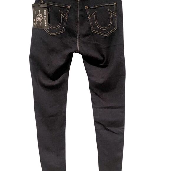 True Religion Jennie Curvy High Rise Skinny Size: W28 Color: Dark Blue Denim - Picture 3 of 13
